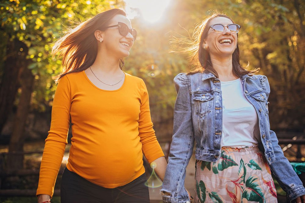 female couple walking