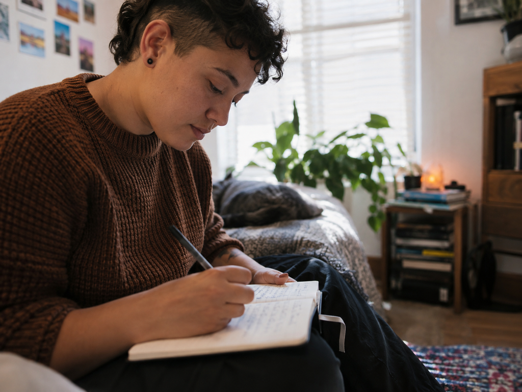 Person writing down questions to ask when choosing an LGBTQ-affirming therapist